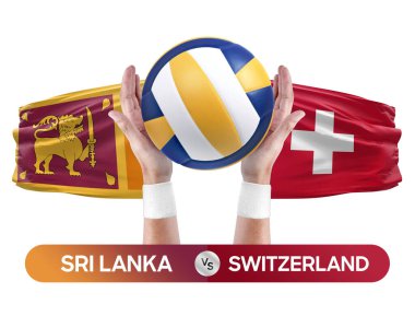 Sri Lanka İsviçre milli takımlarına karşı voleybol voleybol topu yarışma konsepti.