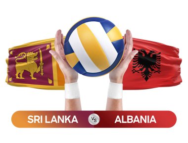 Sri Lanka Arnavutluk milli takımlarına karşı voleybol voleybol topu yarışma konsepti.
