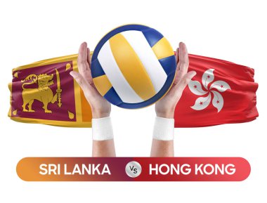 Sri Lanka, Hong Kong milli takımlarına karşı voleybol voleybol topu yarışması konsepti.