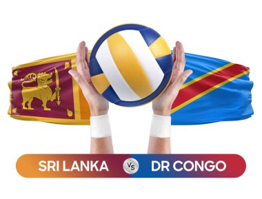 Sri Lanka, Dr Kongo milli takımlarına karşı voleybol voleybol topu yarışması konsepti.