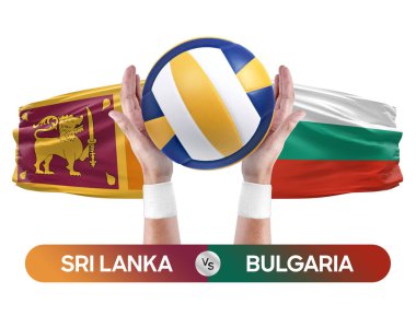 Sri Lanka Bulgaristan milli takımlarına karşı voleybol voleybol topu yarışma konsepti.