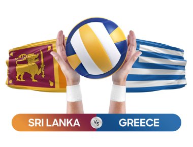 Sri Lanka Yunanistan milli takımlarına karşı voleybol voleybol topu yarışma konsepti.