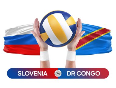 Slovenya, Dr Kongo milli takımlarına karşı voleybol voleybol topu yarışma konsepti.
