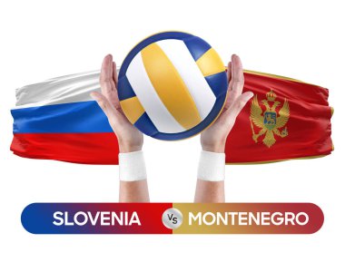 Slovenya Karadağ milli takımlarına karşı voleybol voleybol maçı konsepti.