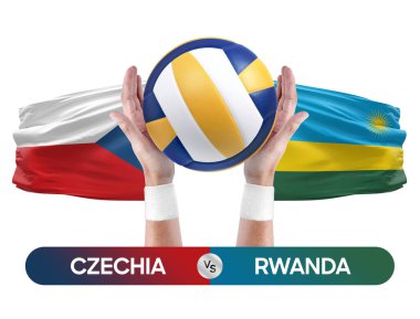 Çek milli takımı Ruanda 'ya karşı voleybol voleybol maçı konsepti.