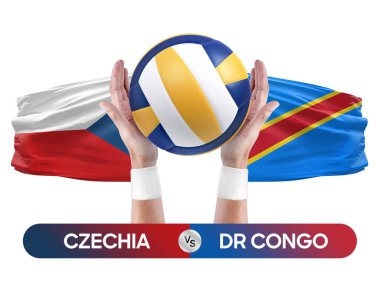 Çek milli takımı Dr Kongo 'ya karşı voleybol voleybol maçı konsepti.