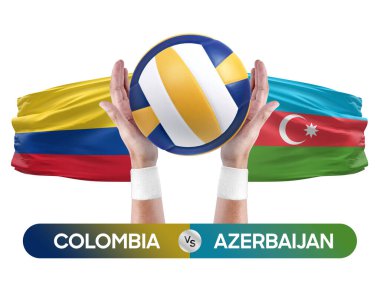 Kolombiya, Azerbaycan milli takımlarına karşı voleybol voleybol topu yarışma konsepti.