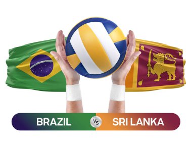 Brezilya, Sri Lanka milli takımlarına karşı voleybol voleybol topu yarışma konsepti.