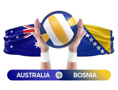 Avustralya, Bosna milli takımlarına karşı voleybol voleybol maçı konsepti.