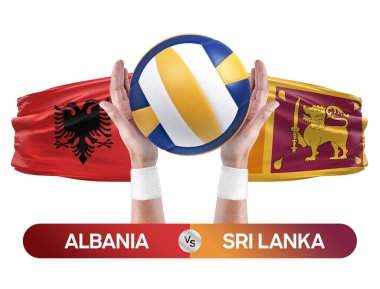 Arnavutluk Sri Lanka milli takımlarına karşı voleybol voleybol topu yarışma konsepti.