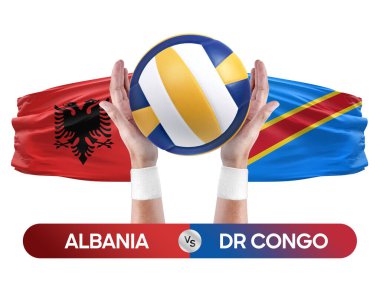 Arnavutluk, Dr Kongo milli takımlarına karşı voleybol voleybol maçı konsepti.
