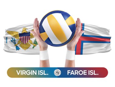 Virgin Adaları Faroe Adalarına karşı milli takımlar voleybol voleybol topu yarışma konsepti.