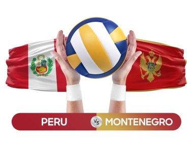 Peru, Karadağ milli takımlarına karşı voleybol voleybol maçı konsepti.