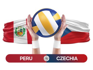 Peru, Çek milli takımlarına karşı voleybol voleybol maçı konsepti.