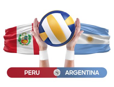 Peru Arjantin milli takımlarına karşı voleybol voleybol maçı konsepti.