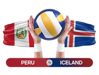 Peru İzlanda milli takımlarına karşı voleybol voleybol müsabakası konsepti.