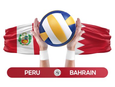 Peru Bahreyn milli takımlarına karşı voleybol voleybol topu yarışma konsepti.