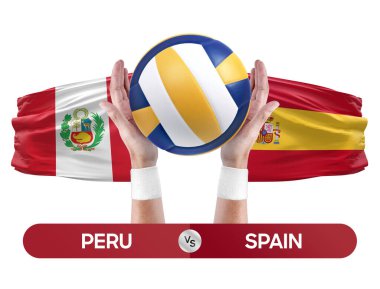 Peru İspanya milli takımlarına karşı voleybol voleybol maçı konsepti.