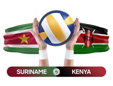 Surinam Kenya milli takımlarına karşı voleybol voleybol topu yarışma konsepti.