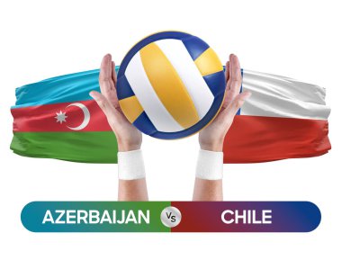 Azerbaycan Şili milli takımlarına karşı voleybol voleybol topu yarışma konsepti.