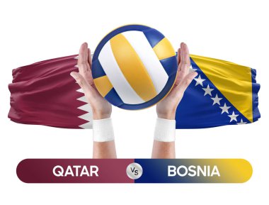 Katar, Bosna milli takımlarına karşı voleybol voleybol maçı konsepti.