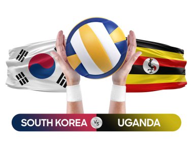 Güney Kore Uganda milli takımlarına karşı voleybol voleybol topu yarışma konsepti.