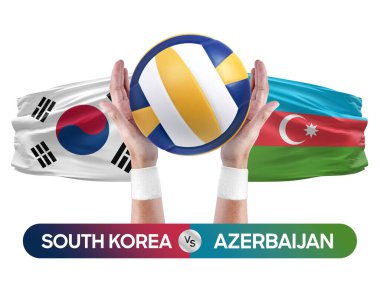 Güney Kore, Azerbaycan milli takımlarına karşı voleybol voleybol topu yarışma konsepti.