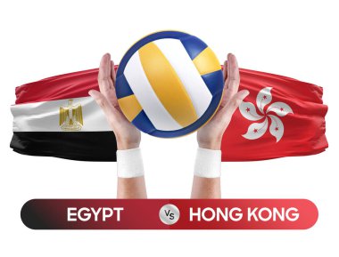 Mısır, Hong Kong milli takımlarına karşı voleybol voleybol maçı konsepti.