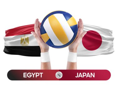 Mısır, Japonya milli takımlarına karşı voleybol voleybol maçı konsepti.