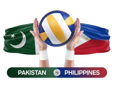 Pakistan, Filipinler milli takımlarına karşı voleybol voleybol topu yarışma konsepti.