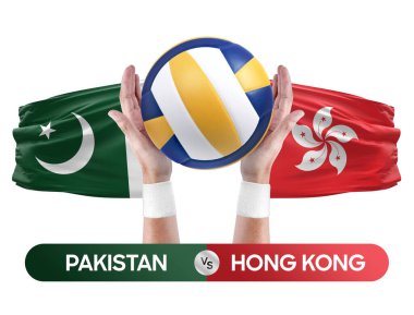 Pakistan, Hong Kong milli takımlarına karşı voleybol voleybol maçı konsepti.