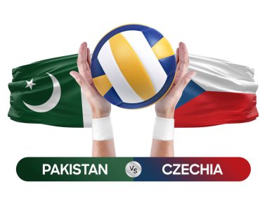 Pakistan, Çek milli takımlarına karşı voleybol voleybol maçı konsepti.