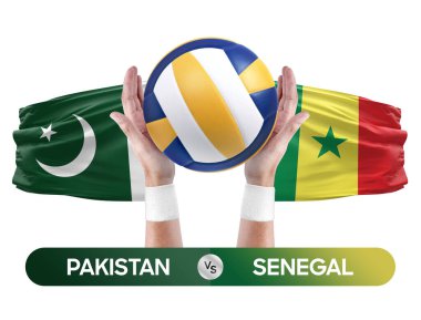 Pakistan, Senegal milli takımlarına karşı voleybol voleybol maçı konsepti.