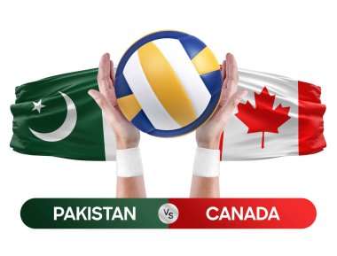 Pakistan, Kanada milli takımlarına karşı voleybol voleybol maçı konsepti.