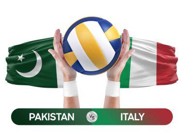 Pakistan İtalya milli takımlarına karşı voleybol voleybol maçı konsepti.