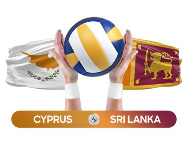 Kıbrıs Rum Kesimi Sri Lanka milli takımlarına karşı voleybol voleybol topu yarışma konsepti.