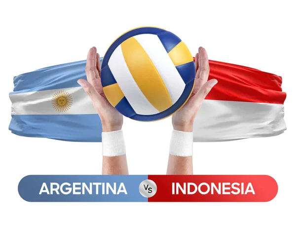 Argentine Indonésie Équipes Nationales Volley Ball Match Concept Compétition — Photo