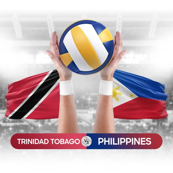 Trinidad Tobago Filipinler milli takımlarına karşı voleybol voleybol topu yarışma konsepti.