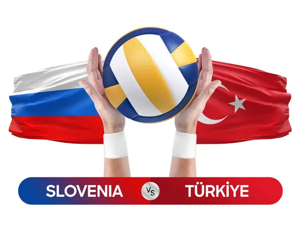 Slowenien Türkiye Nationalmannschaften Spielkonzept Für Volleyball Wettkämpfe — Stockfoto