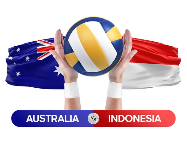 Australia Indonesia National Teams Volleyball Volley Ball Match Competition Concept — Stock Photo, Image