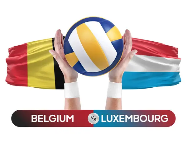 stock image Belgium vs Luxembourg national teams volleyball volley ball match competition concept.