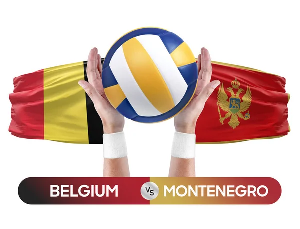 stock image Belgium vs Montenegro national teams volleyball volley ball match competition concept.