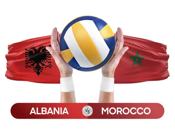 stock image Albania vs Morocco national teams volleyball volley ball match competition concept.