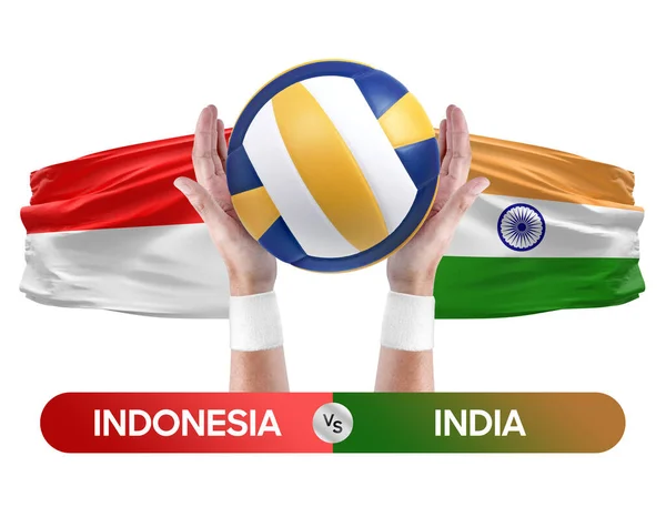 stock image Indonesia vs India national teams volleyball volley ball match competition concept.