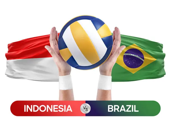 Indonésie Brésil Équipes Nationales Volley Ball Match Concept Compétition — Photo