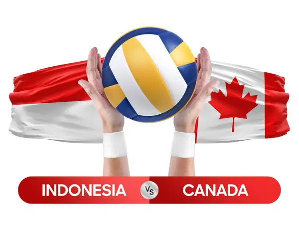 Indonesia vs Canada national teams volleyball volley ball match competition concept.