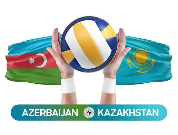 Aserbaidschan Kasachstan Nationalmannschaften Volleyball Spielkonzept — Stockfoto