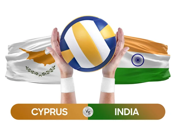 stock image Cyprus vs India national teams volleyball volley ball match competition concept.