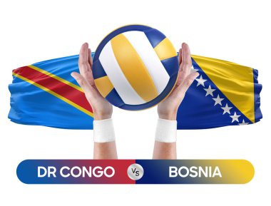 Dr Kongo Bosna milli takımlarına karşı voleybol voleybol maçı konsepti.