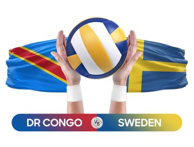 Dr Kongo İsveç milli takımlarına karşı voleybol voleybol topu yarışma konsepti.